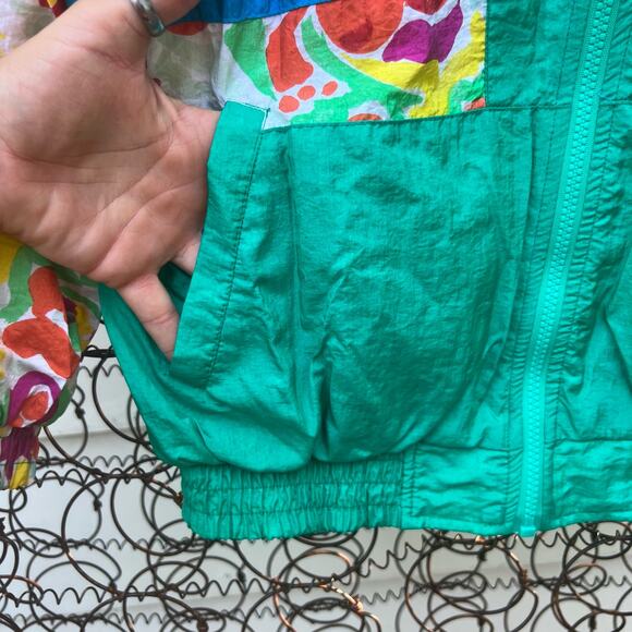 Vintage 90s Bright Abstract Floral Windbreaker Track Jacket - Picture 3 of 8